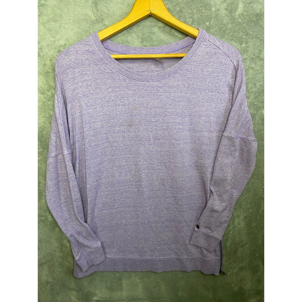Cala By Carrie Underwood Lavender Heathered Knit Crew Neck Sweatshirt Side Zip M